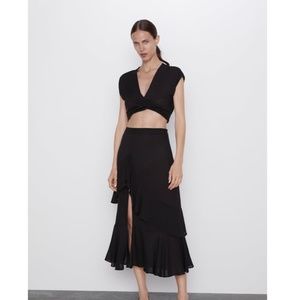 NWT ZARA POLKA DOT RUFFLED SKIRT